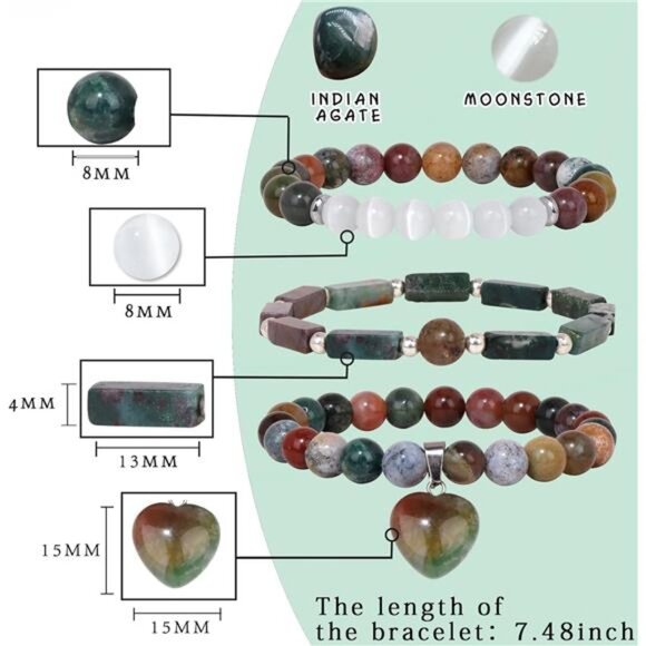 Healing Crystal Beaded Bracelets for Women,Natural Amethyst Gemstones - Picture 2 of 7